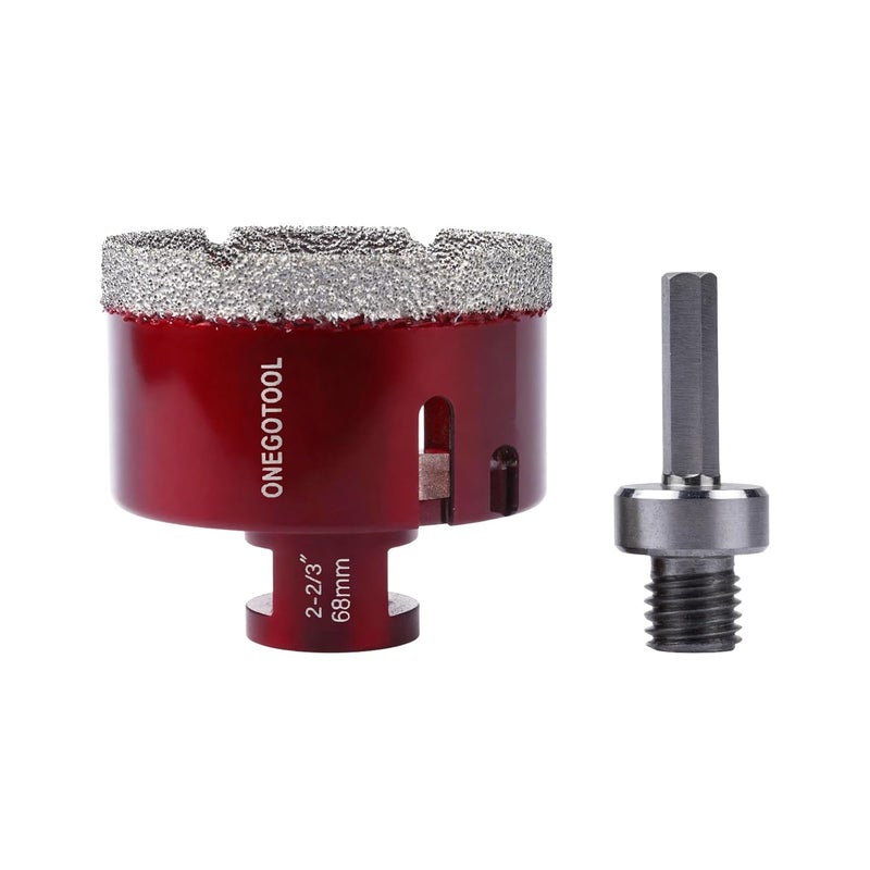 ONEGOTOOL 2-11/16 Inch（68mm） Diamond Hole Saw Tile Masonry Core Drill bits for Porcelain Ceramic Concrete Granite Marble 5/8-11 Thread for Angle Grinders and 3/8” Hex Shank - Image 1